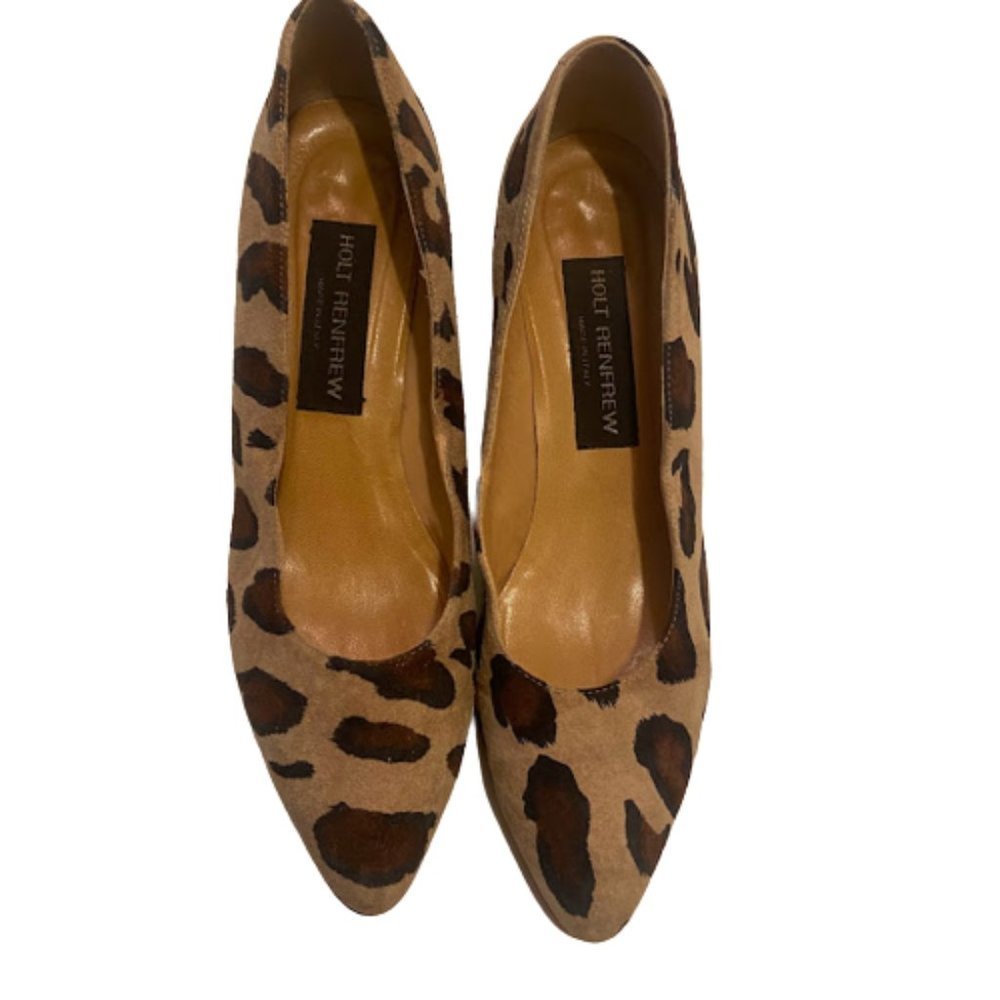 Holt Renfrew Leopard Print Suede Vintage Heel Shoes
